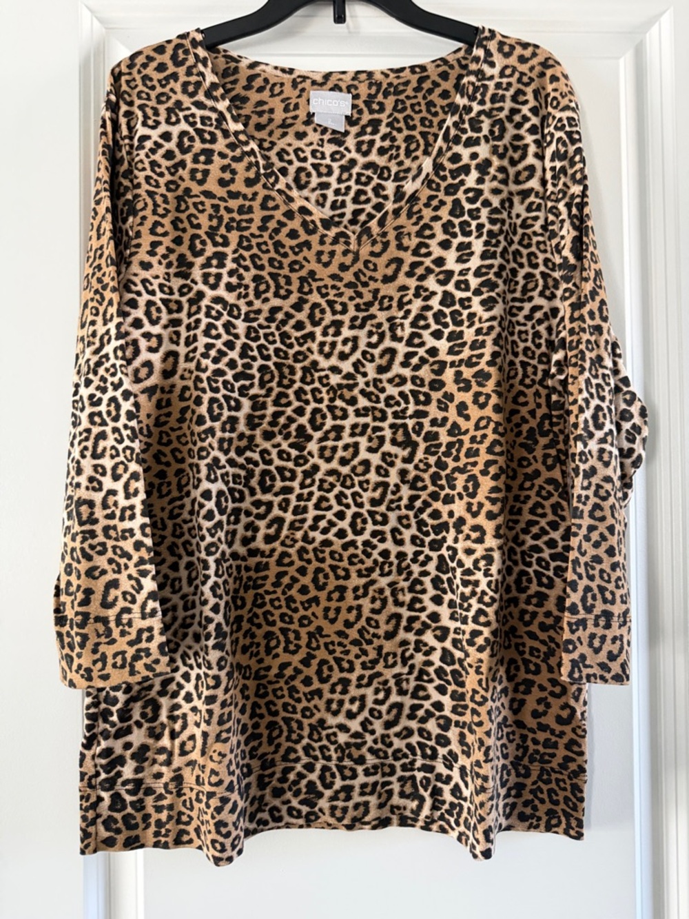 Chico's Leopard-Print V-Neck Tunic - Tan and Black